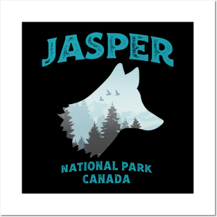 Jasper National Park Gray Fox Vintage Look Posters and Art